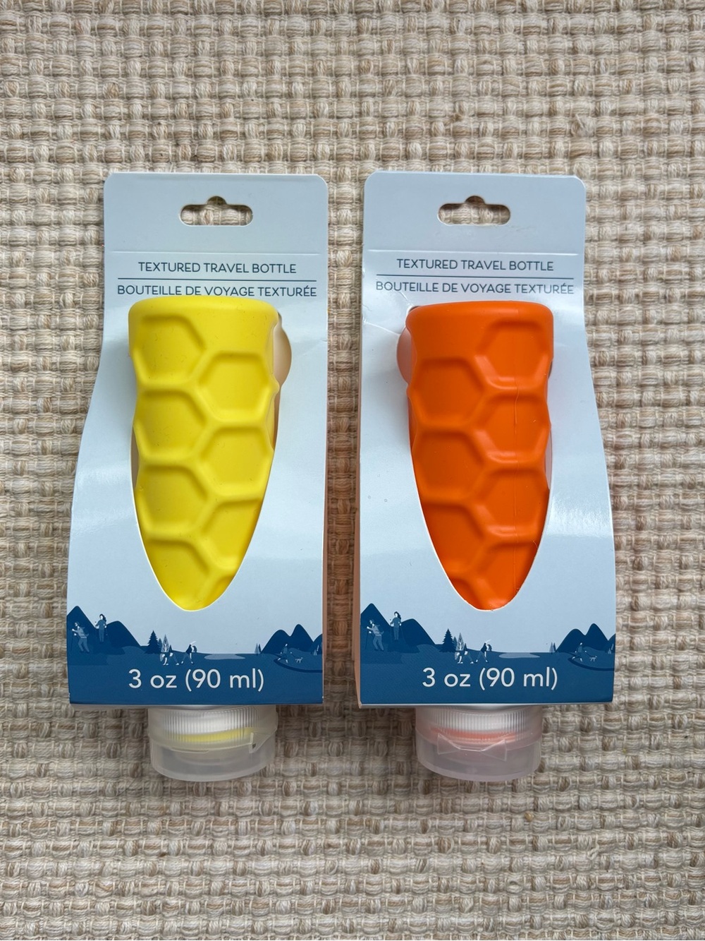 Set of 2 Textured Travel Bottles — Yellow & Orange